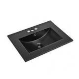 Swiss Madison 24 in. W x 18.5 in. D Ceramic Vanity Top with 4 in. Centerset Faucet Holes in Matte Black Customer Returns See Pictures