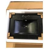 Swiss Madison 24 in. W x 18.5 in. D Ceramic Vanity Top with 4 in. Centerset Faucet Holes in Matte Black Customer Returns See Pictures