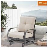 Rocking Aluminum Outdoor Lounge Chair with Beige Sunbrella Cushions  Customer Returns See Pictures