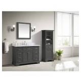 Home Decorators Collection Windlowe 28 in. W x 32 in. H Rectangular Wood Framed Wall Bathroom Vanity Mirror in Gray  Customer Returns See Pictures