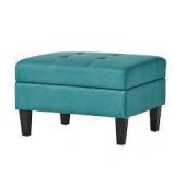 Noble House Zahra Teal Tufted Fabric Ottoman  Customer Returns See Pictures