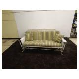Vintage Metal Glider Sofa with Striped Cushions