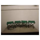 Lot of 4 Green Folding Camping Stools