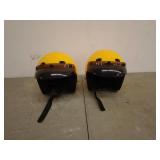 Pair of Choko Design Yellow Motorcycle Helmets - Large