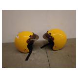 Pair of Choko Design Yellow Motorcycle Helmets - Large