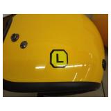 Pair of Choko Design Yellow Motorcycle Helmets - Large