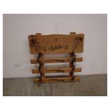 Vintage Wood Wall Rack with Horse and Longhorn Designs