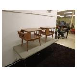 Pair of Vintage Wooden Side Tables with Storage Compartments