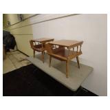 Pair of Vintage Wooden Side Tables with Storage Compartments