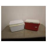 Lot of 2 Insulated Coolers - White and Red