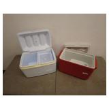 Lot of 2 Insulated Coolers - White and Red