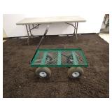 Green Mesh Garden Utility Cart with Pneumatic Tires