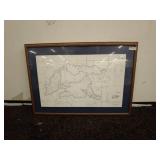 Framed Contour Map of Washburn Lake, Cass County, Minnesota