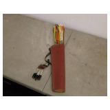 Vintage Bear Archery Arrows with Leather Quiver - Set of 12