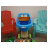 Outdoor Kids Chairs and Toy Shopping Cart Set