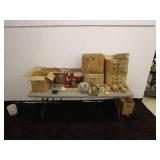 Vintage Orange Canvas Backpack with Ropes and Hand Saw