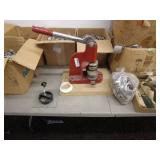 Vintage Orange Canvas Backpack with Ropes and Hand Saw