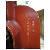 Vintage Orange Canvas Backpack with Ropes and Hand Saw