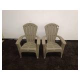 Pair of Taupe Adirondack Plastic Outdoor Chairs