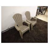 Pair of Taupe Adirondack Plastic Outdoor Chairs