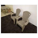 Pair of Taupe Adirondack Plastic Outdoor Chairs