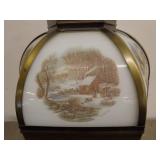 Vintage Hanging Stained Glass Pendant Light with Scenic Design