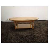 Oval Wooden Coffee Table with Shelf