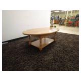 Oval Wooden Coffee Table with Shelf