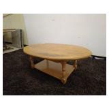 Oval Wooden Coffee Table with Shelf