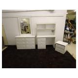 White Bedroom Furniture Set with Mirror and Desk