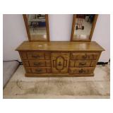 Vintage Oak Dresser with Tri-Fold Mirror