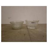 Set of 2 Vintage Diamond Cut Glass Bowls