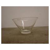 Lot of 2 Glass Items: Etched Floral Vase and Clear Bowl