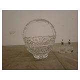 Set of Irice Crystal Basket and Salt & Pepper Shakers