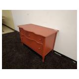 Vintage Red Painted Dresser with Floral Lined Drawers