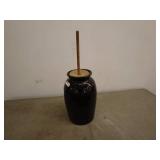 Vintage Ceramic Butter Churn with Wooden Dasher and Lid