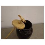 Vintage Ceramic Butter Churn with Wooden Dasher and Lid