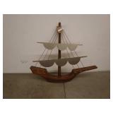 Vintage Wooden Model Sailing Ship - Decorative Display Piece