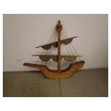 Vintage Wooden Model Sailing Ship - Decorative Display Piece