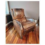 Distressed Brown Leather Recliner Armchair