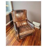 Distressed Brown Leather Recliner Armchair