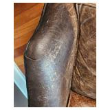 Distressed Brown Leather Recliner Armchair