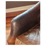 Distressed Brown Leather Recliner Armchair