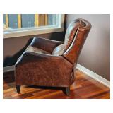 Distressed Brown Leather Recliner Armchair