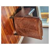 Distressed Brown Leather Recliner Armchair
