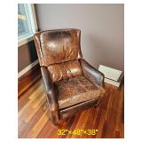 Distressed Brown Leather Recliner Armchair