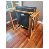 Room & Board MCM Open Arm Parlor Chair with Black Leather Upholstery