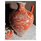 Coral & White Décor Vase Group