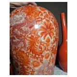 Coral & White Décor Vase Group