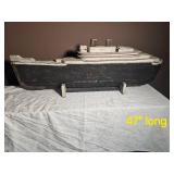 Folk Art Wooden Cruise Line Steam Ship Model